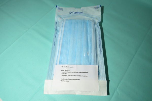 Medizinischer Mundschutz, blau, 3-lagig 10 Stück Packung in steriler Umverpackung 2