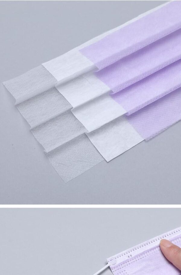 5 Stück Mundschutz Farbe: Lavendel Einweg 3 lagig 3