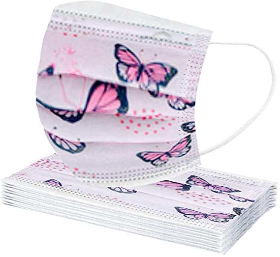 5 Stück Design KINDER-Mundschutz "pink Butterfly" Einweg 3-lagig 1