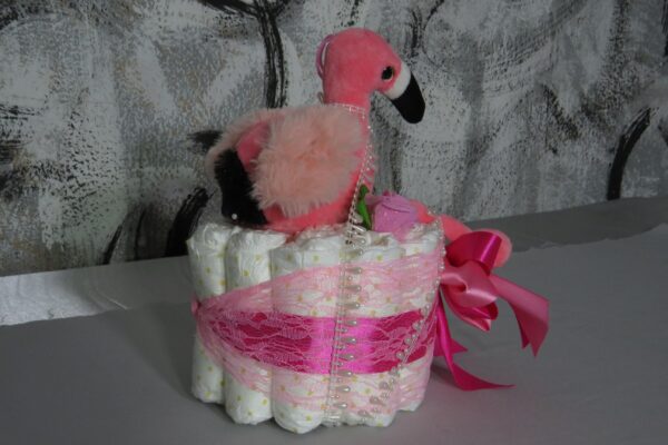 Windeltorte Gr. M "Flamingo Cupcake" Mädchen Einzelstück One-of-One 6