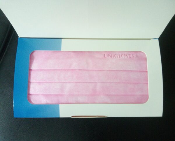 50 Stück Unigloves Profil Plus Mundschutz Pink EN 14683 99% Filterleistung 2