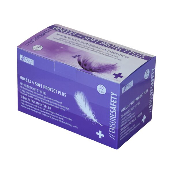 50 Stück Nitras Soft Protect Plus OP Mundschutz Lavendel EN 14683 TYP II R 4-lagig 1