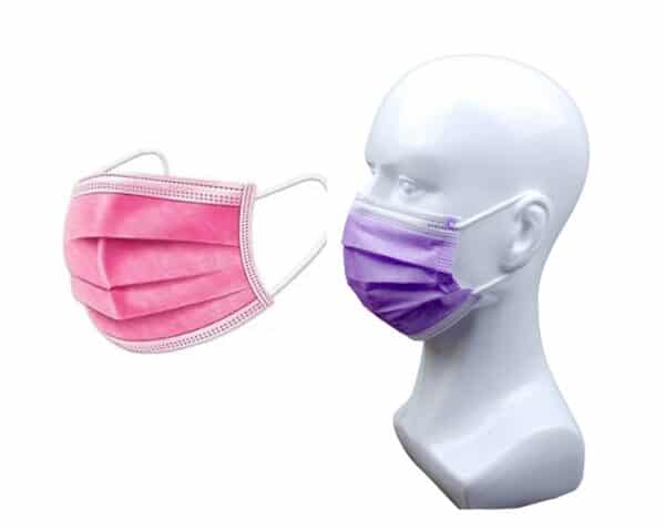 25 x pink / 25 x violett Mundschutz OP Nasenschutz Atemschutz Einweg 3 lagig 1