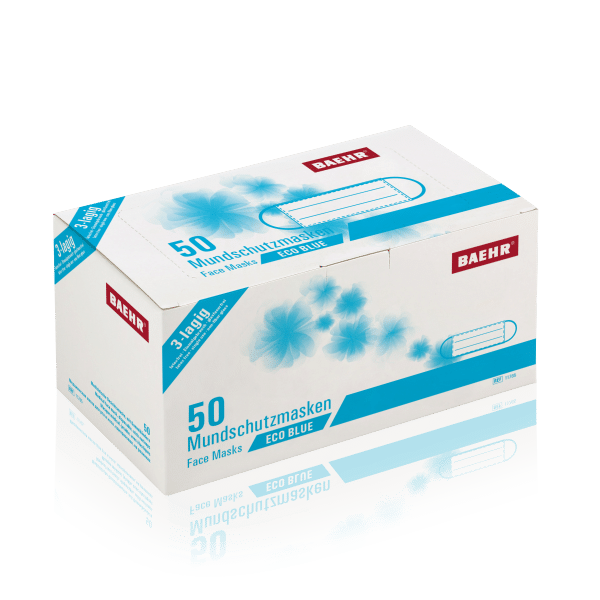 Mundschutzmaske ECO BLUE 1 Pack (50 Stück) EN 14683 Typ II 3