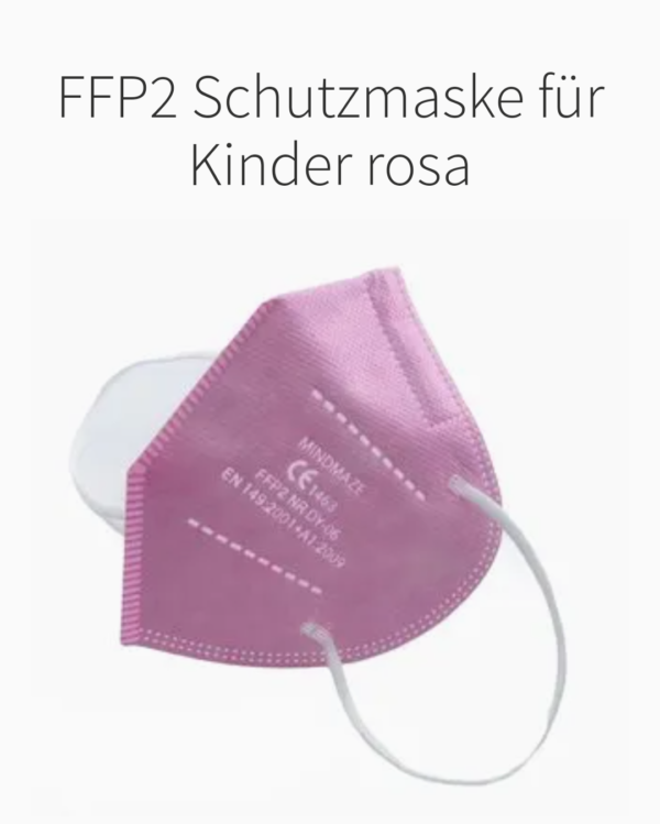 1x FFP2 KINDER Maske, Rosa, 5-Lagig, EU CE Zertifiziert CE 1463 1
