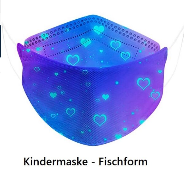 3 Stück 3D Kinder Protection Maske "Breeze", Pink/Lila/Herzen, Fischform, optimal für Brillenträger geeignet 1