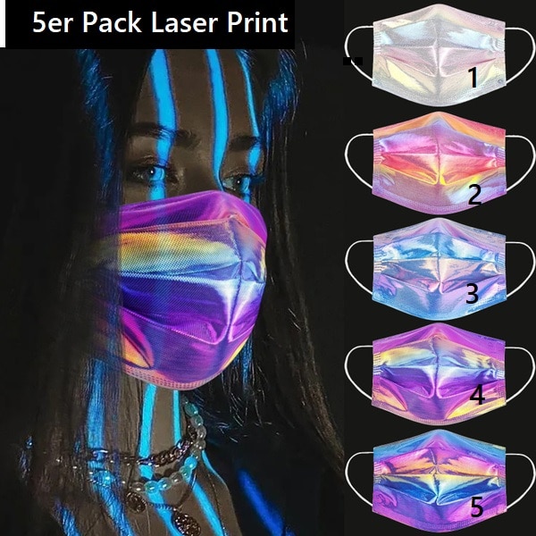 5 Stück OP Mundschutz "Laser Print No.3" ultra leicht & atmungsaktiv,3-lagig 1