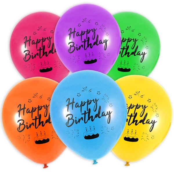 Latexballons Happy Birthday, 23cm, 12St., heliumgeeignet 1
