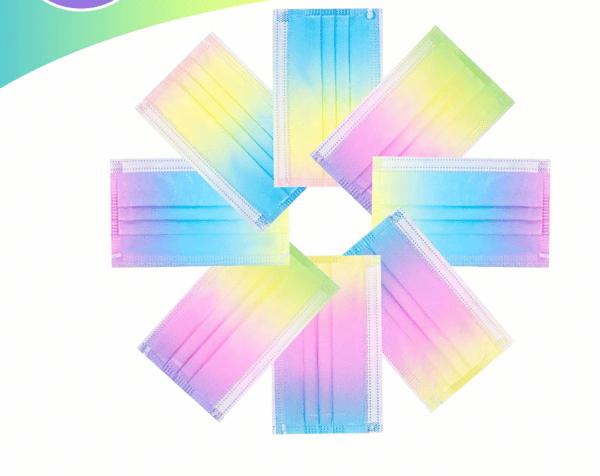 5 x Kinder Design Mundschutz "Pastell Rainbow" Nasenschutz Atemschutz Einweg 3 lagig 1